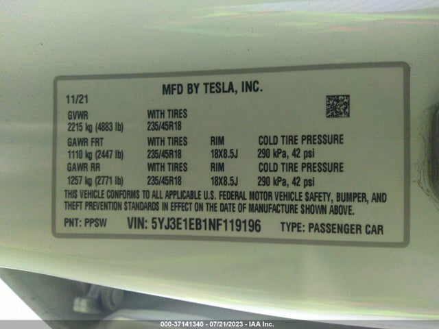 Tesla Model 3 Long Range 2022 5YJ3E1EB1NF119196 Image 16