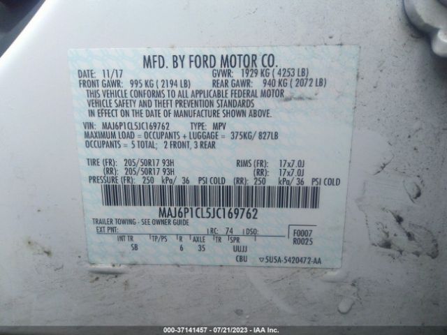 MAJ6P1CL5JC169762 Ford Ecosport Ses