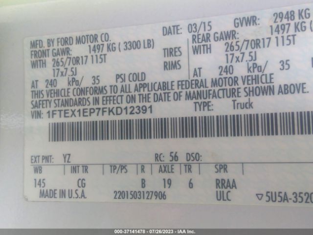 1FTEX1EP7FKD12391 Ford F-150 Xlt/xl/lariat