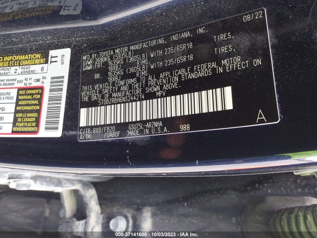 Toyota Highlander Le 2022 5TDBZRBH6NS244214 Image 9