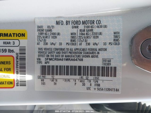 3FMCR9A61MRA64768 Ford Bronco Sport Base