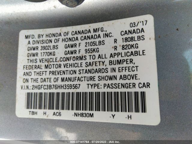2HGFC3B76HH359567 Honda Civic Coupe Ex-l