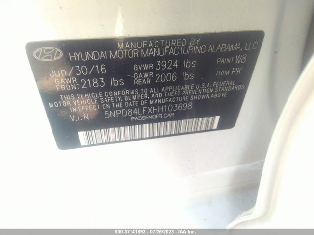 Hyundai ELANTRA SE 2017 5NPD84LFXHH103698 Image 9