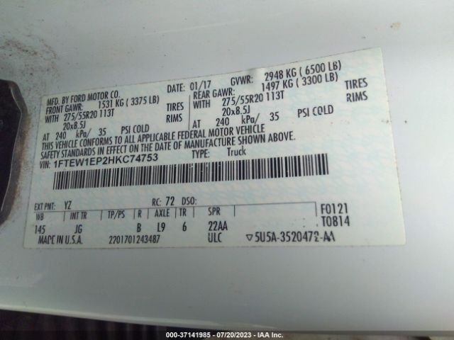 1FTEW1EP2HKC74753 Ford F-150 Xl