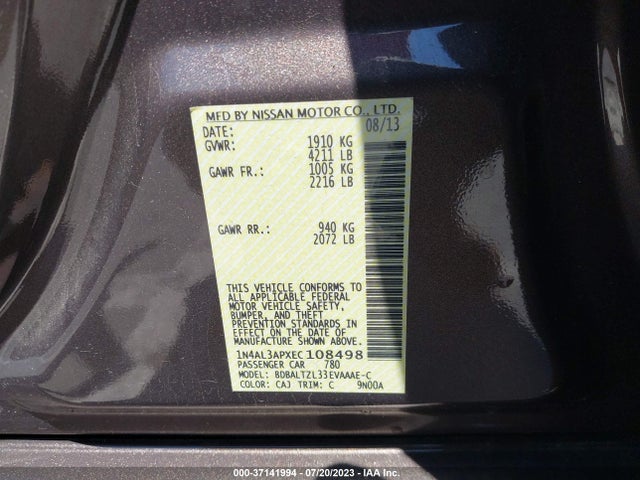 2014 NISSAN ALTIMA 2.5 SV VIN: 1N4AL3APXEC108498