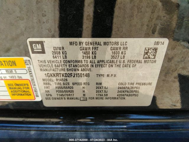 1GKKRTKD2FJ150148 GMC Acadia Denali