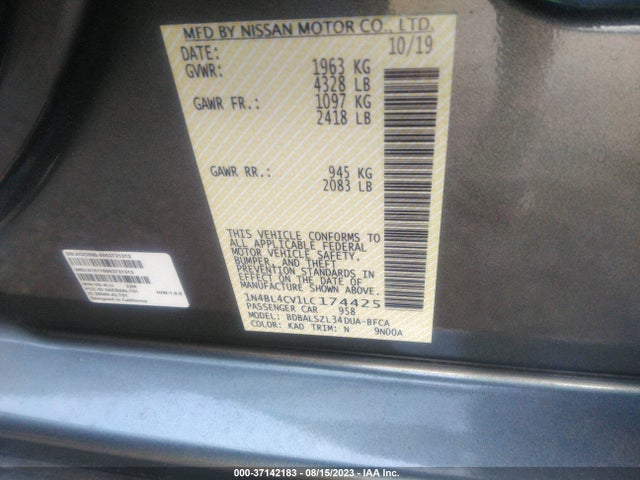 Nissan Altima 2.5 Sr 2020 1N4BL4CV1LC174425 Image 9