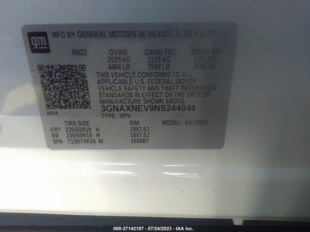 Chevrolet Equinox Premier 2022 3GNAXNEV9NS244044 Image 9