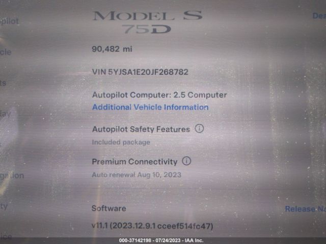 5YJSA1E20JF268782 Tesla Model S 75d/100d/p100d