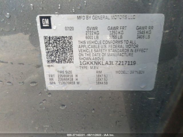 1GKKNKLA3LZ217119 GMC ACADIA SLE