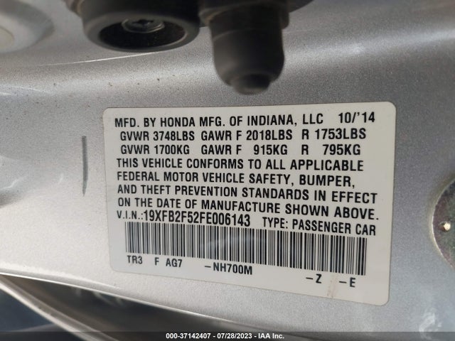 Honda Civic Sedan Lx 2015 19XFB2F52FE006143 Image 15