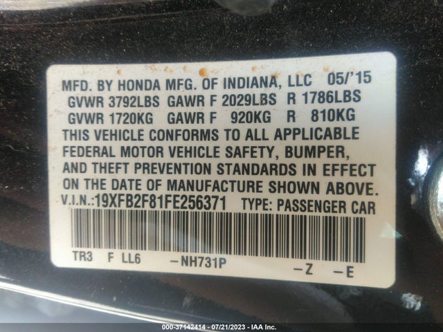 Honda Civic Sedan Ex 2015 19XFB2F81FE256371 Image 9