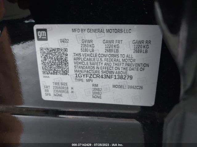 1GYFZCR43NF138279 Cadillac Xt4 Fwd Premium Luxury
