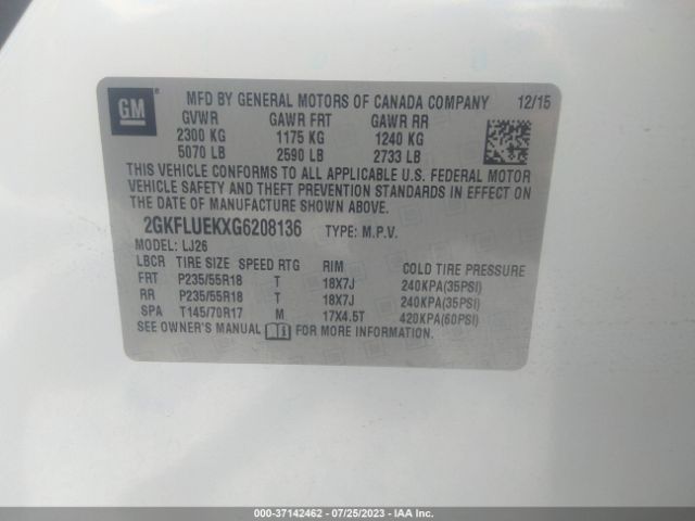 2GKFLUEKXG6208136 GMC Terrain Slt