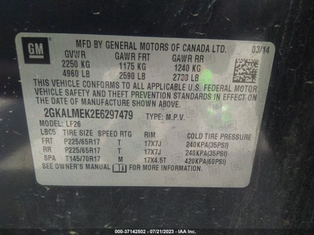 2GKALMEK2E6297479 GMC Terrain Sle