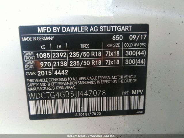 WDCTG4GB5JJ447078 Mercedes-Benz Gla Gla 250