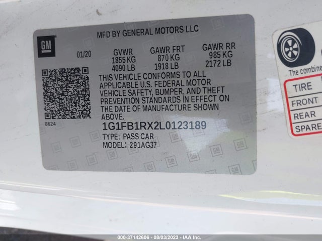 Chevrolet Camaro 1lt 2020 1G1FB1RX2L0123189 Image 15