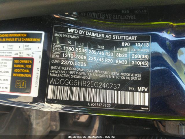 WDCGG5HB2EG240737 Mercedes-Benz Glk-class Glk 350