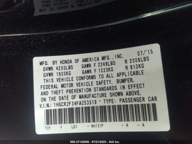 Honda Accord Sedan Lx 2015 1HGCR2F34FA253519 Image 16