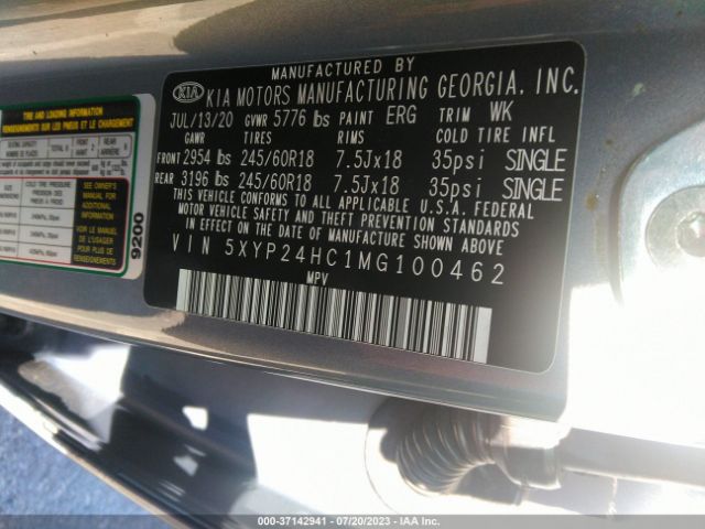 5XYP24HC1MG100462 KIA Telluride Lx
