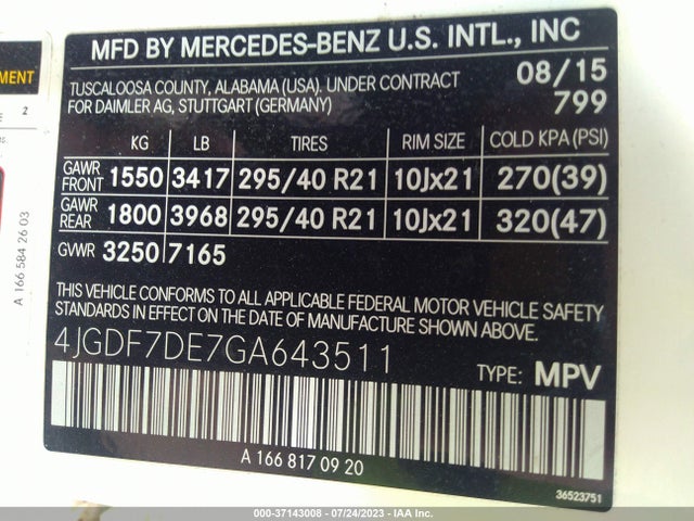 Mercedes-Benz Gl 550 2016 4JGDF7DE7GA643511 Image 9