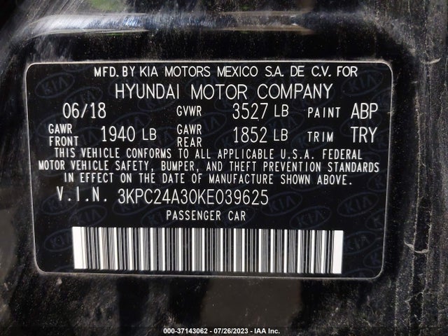 Hyundai ACCENT SE 2019 3KPC24A30KE039625 Image 9