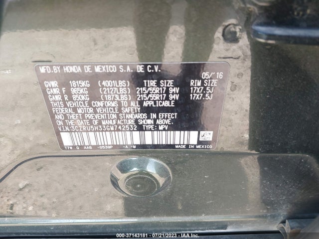 Honda HR-V LX 2016 3CZRU5H33GM742532 Image 16