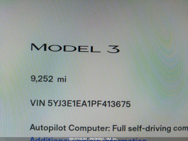 5YJ3E1EA1PF413675 Tesla MODEL 3