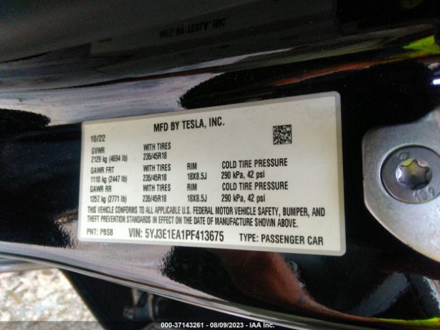 5YJ3E1EA1PF413675 Tesla MODEL 3