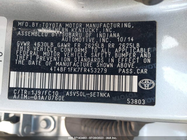 Toyota CAMRY LE 2015 4T4BF1FK7FR453279 Image 9