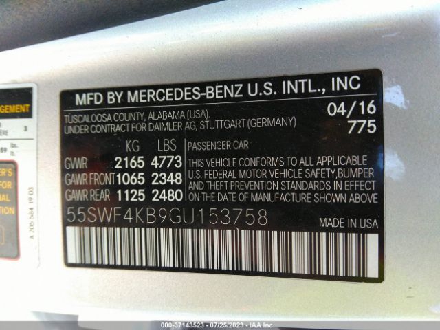 55SWF4KB9GU153758 Mercedes-Benz C-class C 300