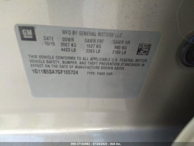 Chevrolet Malibu Limited Ls 2016 1G11B5SA7GF165724 Image 15