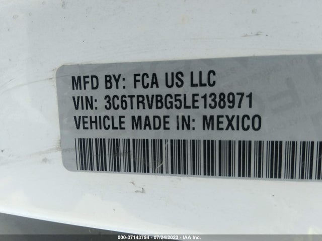 3C6TRVBG5LE138971 RAM Promaster Cargo Van