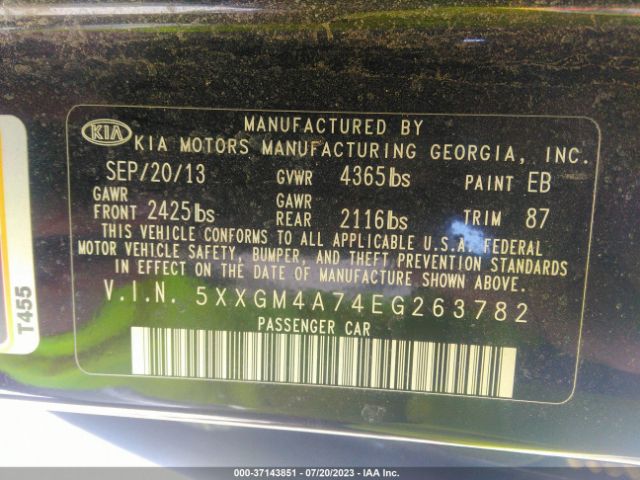 5XXGM4A74EG263782 KIA Optima Lx