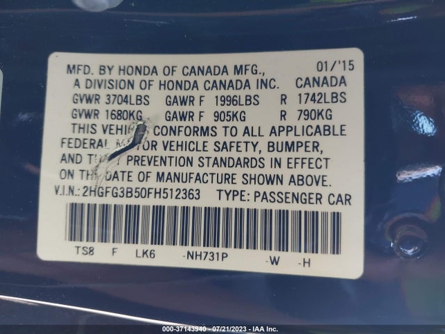 Honda Civic Coupe Lx 2015 2HGFG3B50FH512363 Image 15