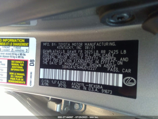 58ADA1C14MU012227 Lexus Es Es 300h