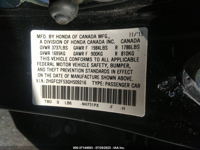 Honda Civic Sedan Lx 2016 2HGFC2F53GH509216 Image 16