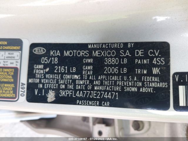 3KPFL4A77JE274471 KIA FORTE LX