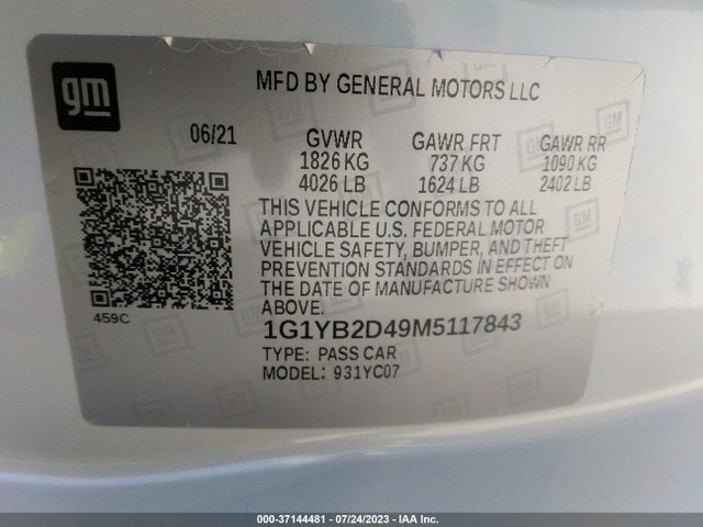 Chevrolet Corvette Stingray Rwd  2lt 2021 1G1YB2D49M5117843 Image 9