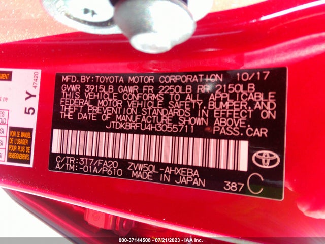 Toyota Prius Two/two Eco/three 2017 JTDKBRFU4H3055711 Image 9