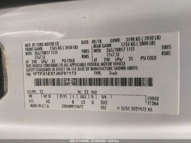 1FTFX1E57JKF87173 Ford F-150 Xl