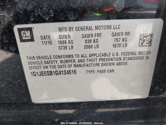 Chevrolet SONIC LTZ 2016 1G1JE6SB1G4134616 Image 9
