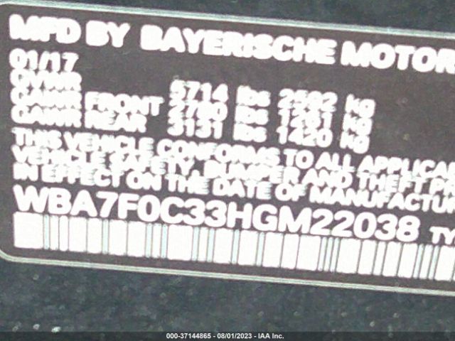 WBA7F0C33HGM22038 BMW 7 Series 750i