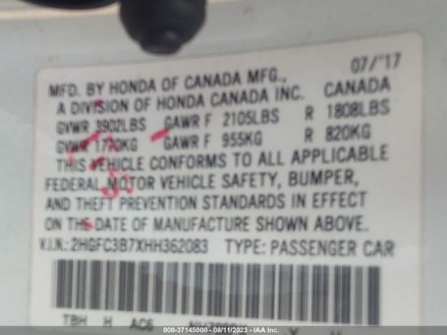 2HGFC3B7XHH362083 Honda Civic Coupe Ex-l