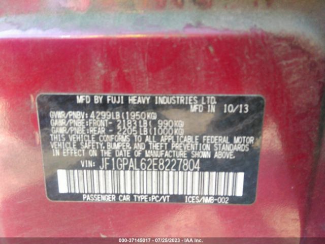 JF1GPAL62E8227804 Subaru Impreza Wagon 2.0i Sport Premium