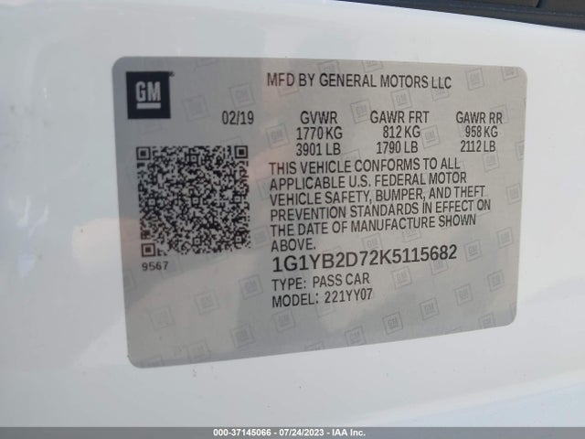 Chevrolet Corvette 1lt 2019 1G1YB2D72K5115682 Image 9