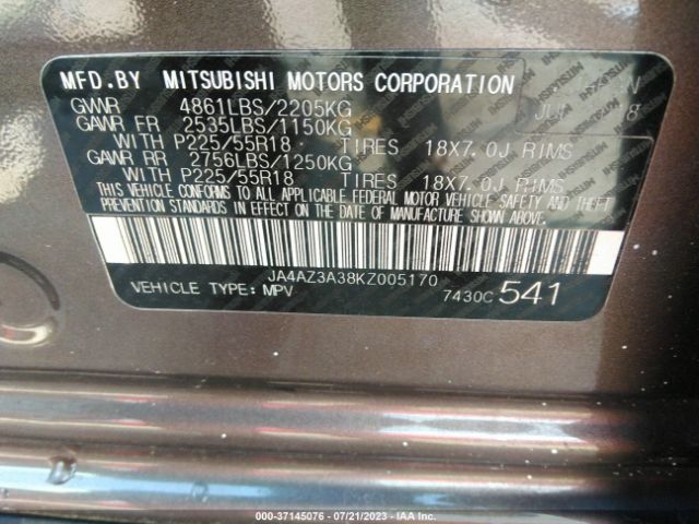 JA4AZ3A38KZ005170 Mitsubishi Outlander Es