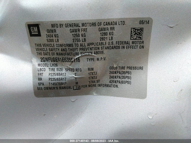 Chevrolet Equinox 2lt 2014 2GNFLGE31E6355116 Image 9