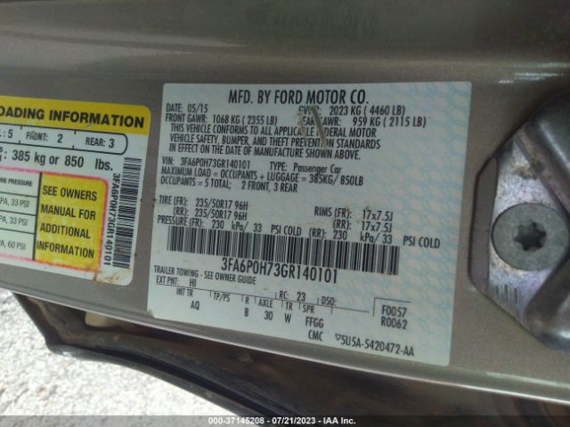 3FA6P0H73GR140101 Ford FUSION SE