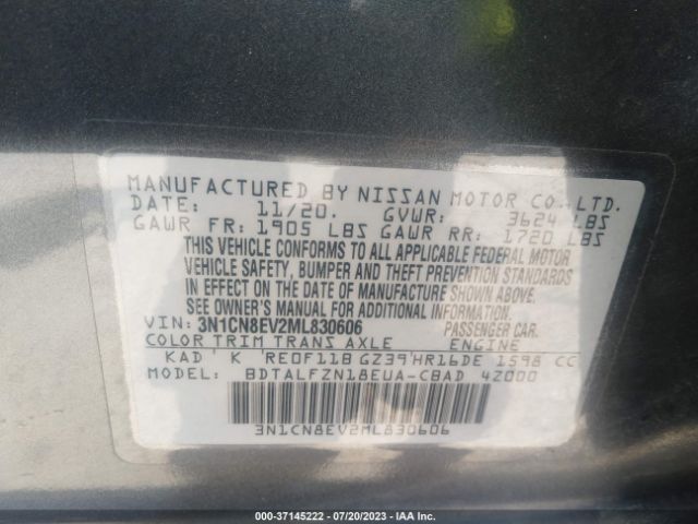 3N1CN8EV2ML830606 Nissan VERSA SV